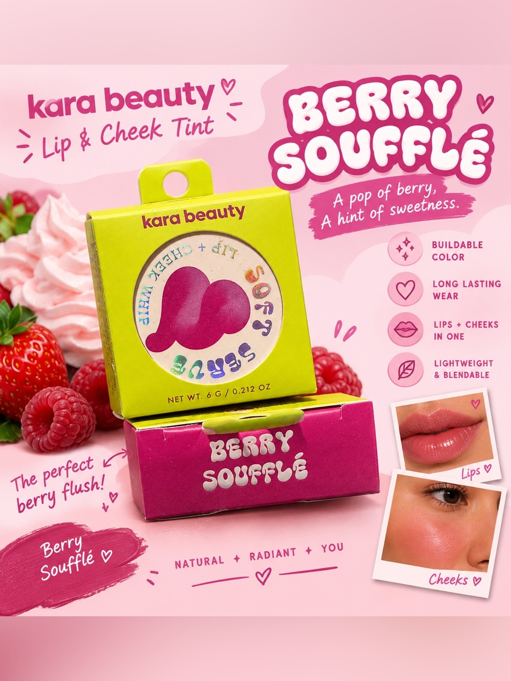 Kara Beauty Berry Soufflé Lip & Cheek Tint